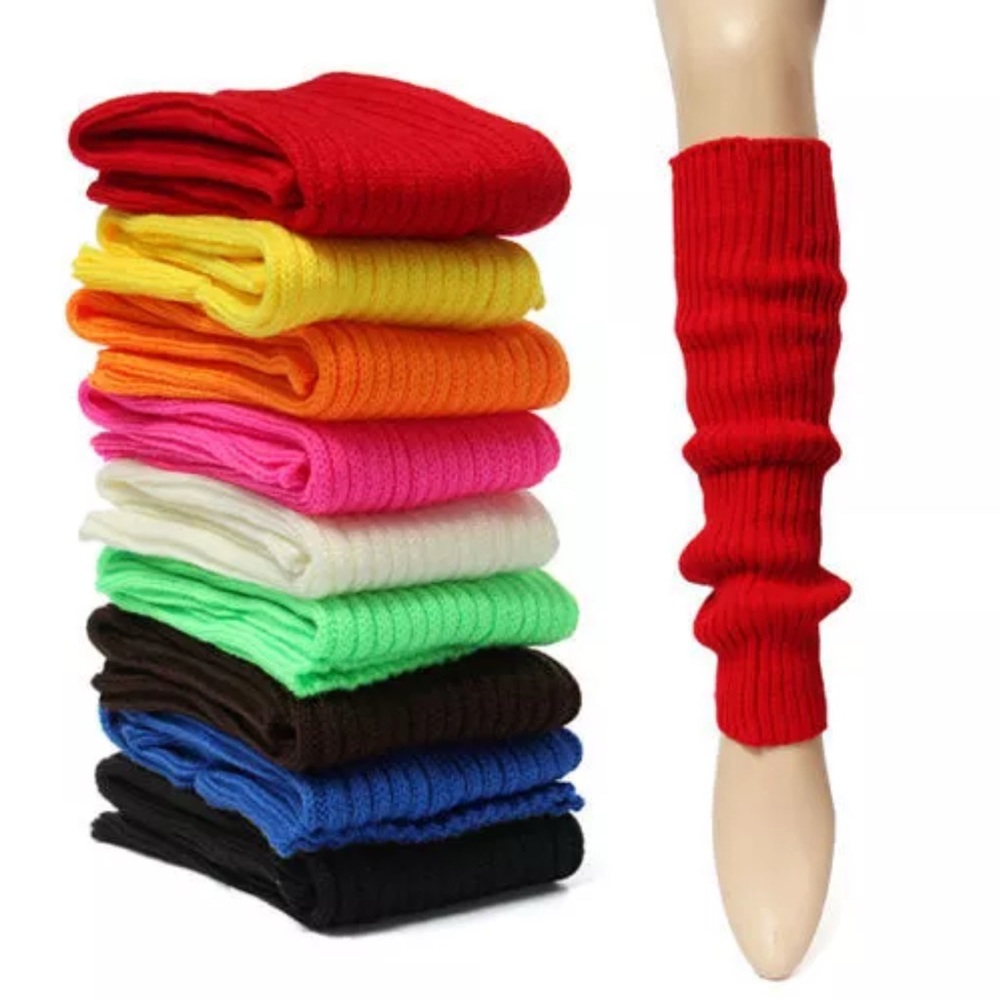 LEG WARMERS Knitted Women's Costume Neon Fluro
Dance Party Knit Sexy 80's Yoga - Picture 6 of 10
